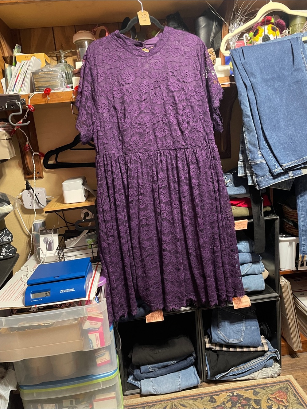 #569 size 28 torrid Purple Lace Midi Fit-and-Flare skater Dress